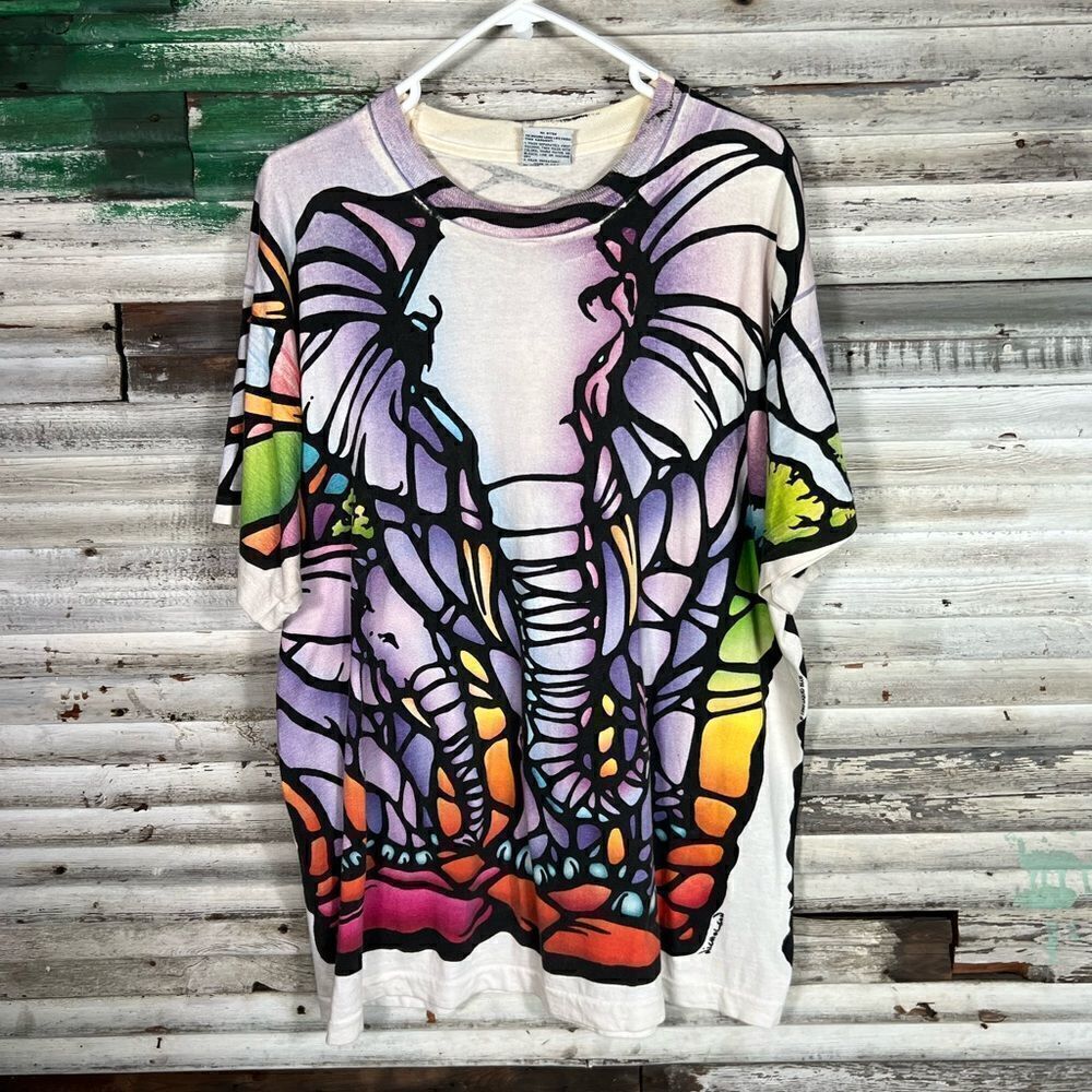Vintage Elephant Stained Glass AOP Shirt